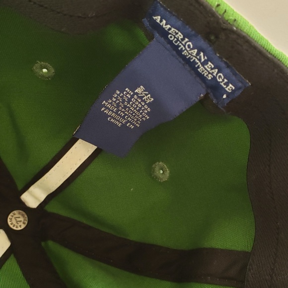 American Eagle Outfitters AE White Embroidered Eagle Green Ball Cap Hat AE - Picture 9 of 16